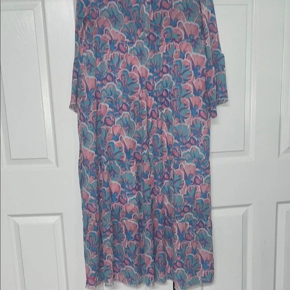 Floral Pink and Blue Maxi Dress - Picture 8 of 8